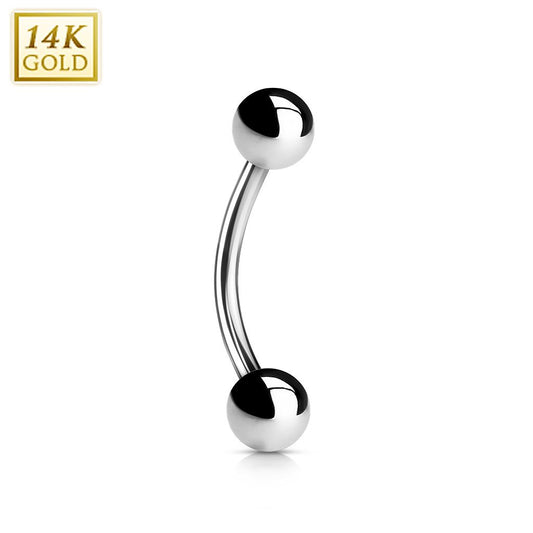 14K Solid Gold Curved Barbell