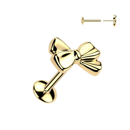 Titanium Threadless Ribbon Top Push-In Stud