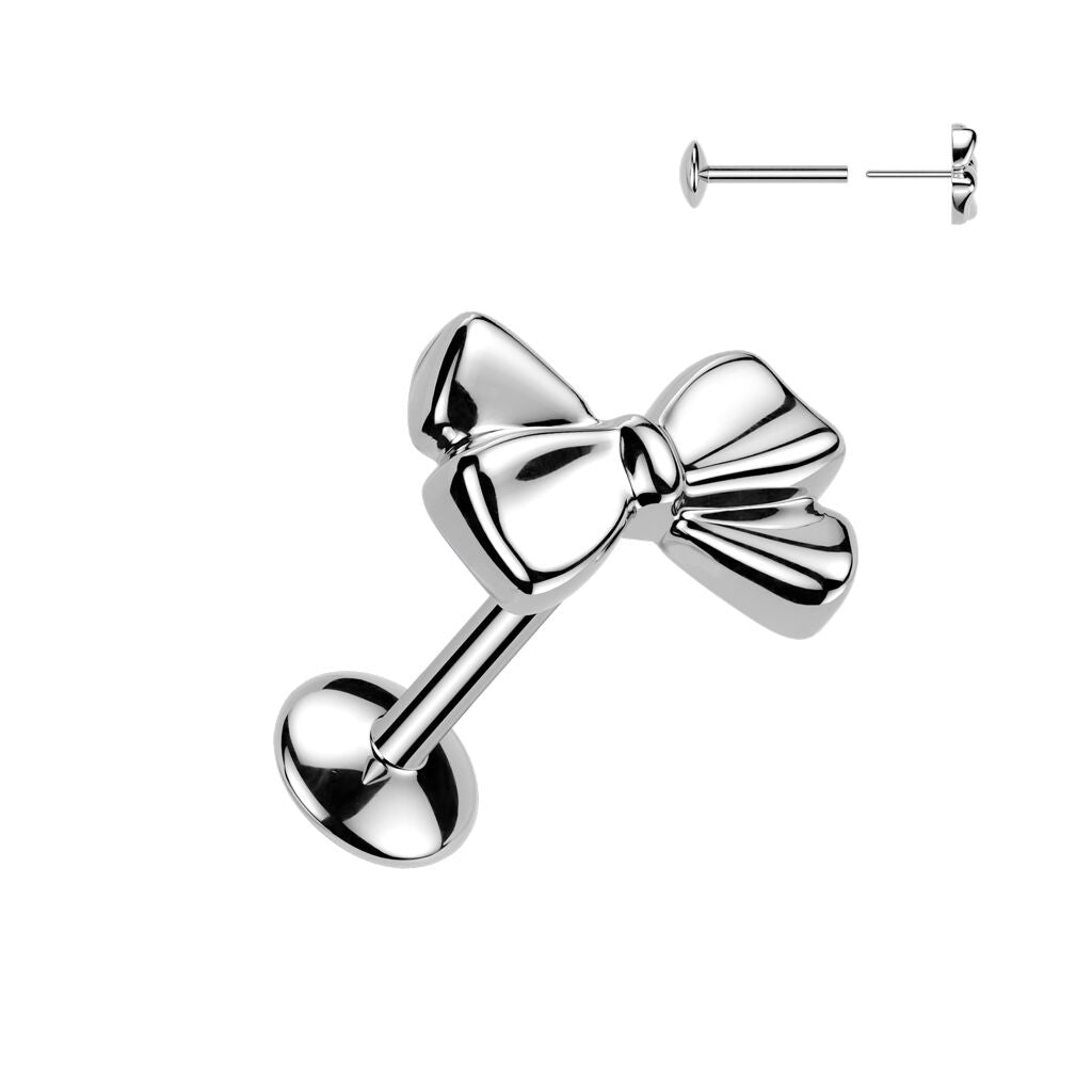 Titanium Threadless Ribbon Top Push-In Stud