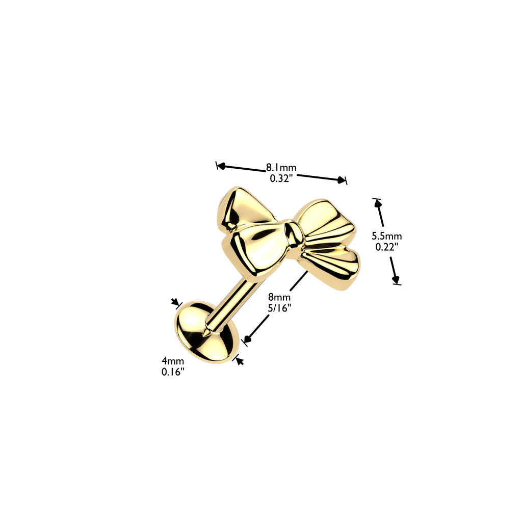 Titanium Threadless Ribbon Top Push-In Stud
