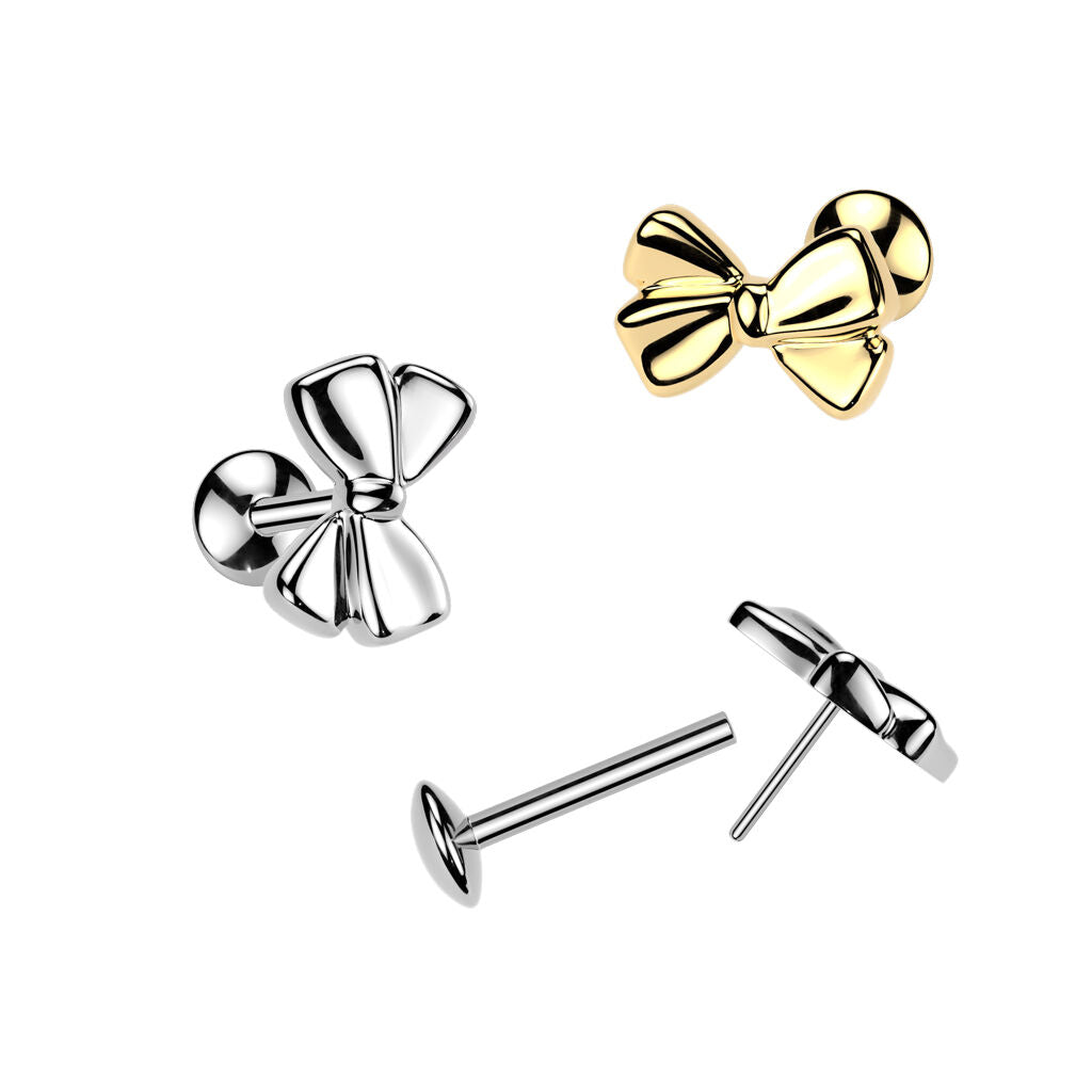 Titanium Threadless Ribbon Top Push-In Stud