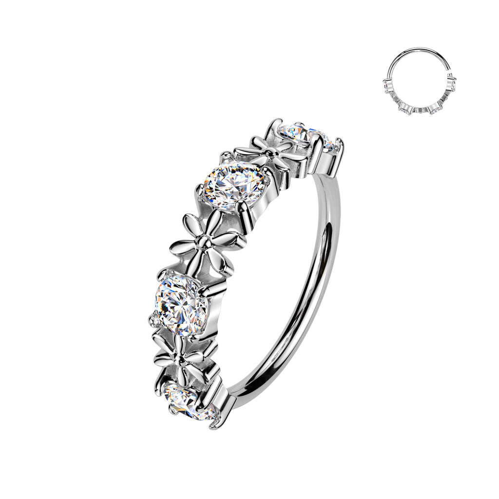 CZ Flower Bendable Nose Hoop