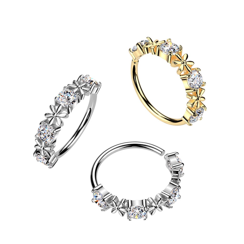 CZ Flower Bendable Nose Hoop