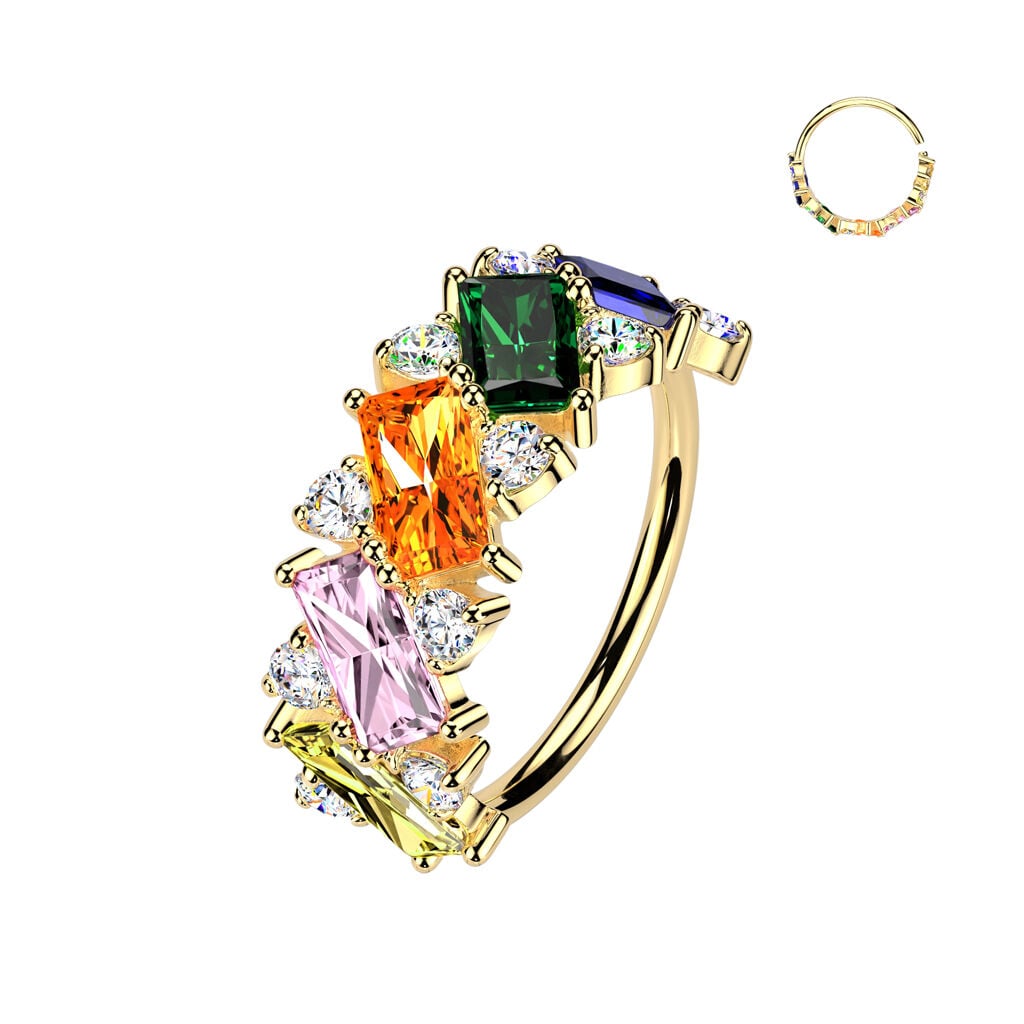 Multicolor Baguette CZ Bendable Nose Hoop