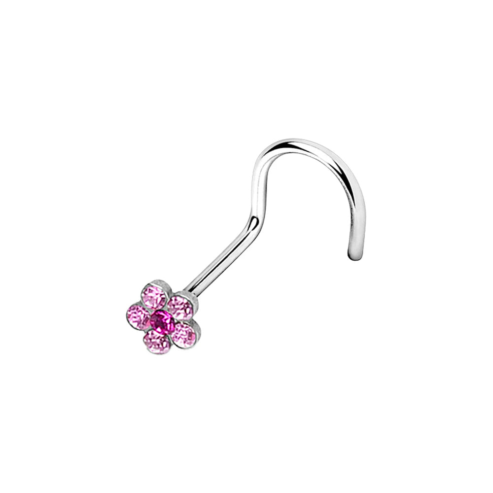 Crystal Flower Nose Screw