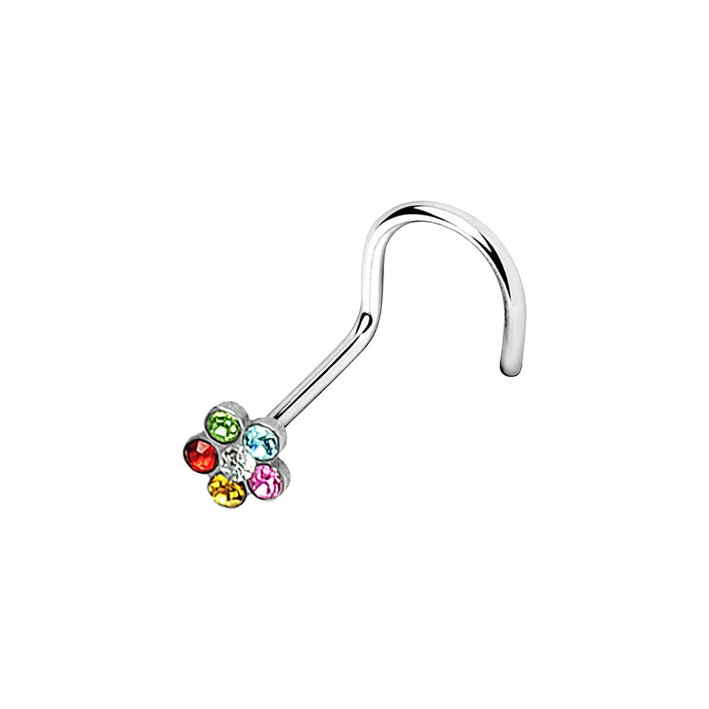 Crystal Flower Nose Screw