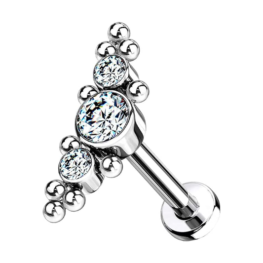Titanium 3 Bezel Ball Clusters Labret
