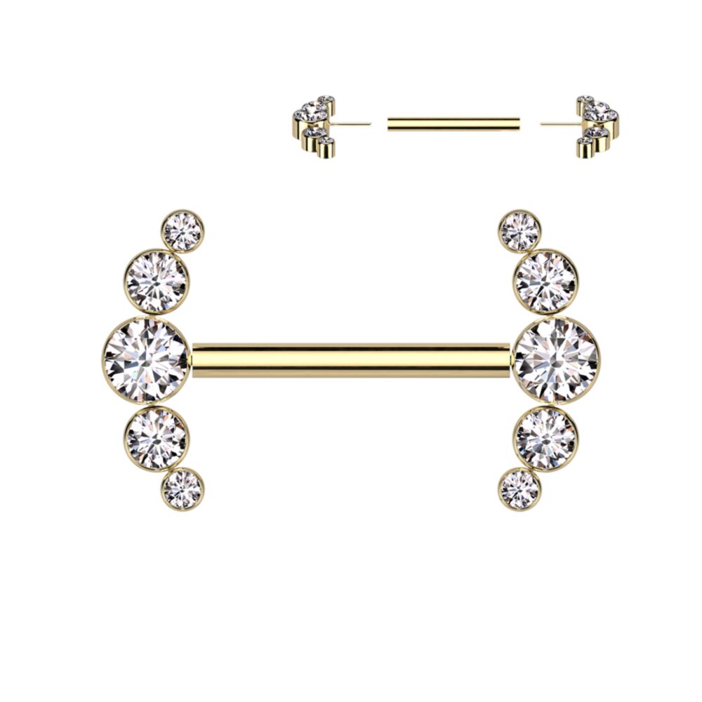 5 Bezel Set Threadless Nipple Barbell