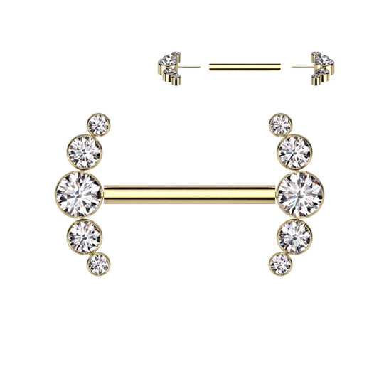 5 Bezel Set Threadless Nipple Barbell