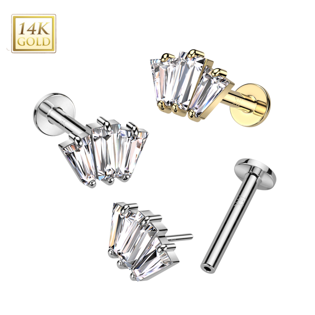 Isolde 3 Baguette Stud Earrings