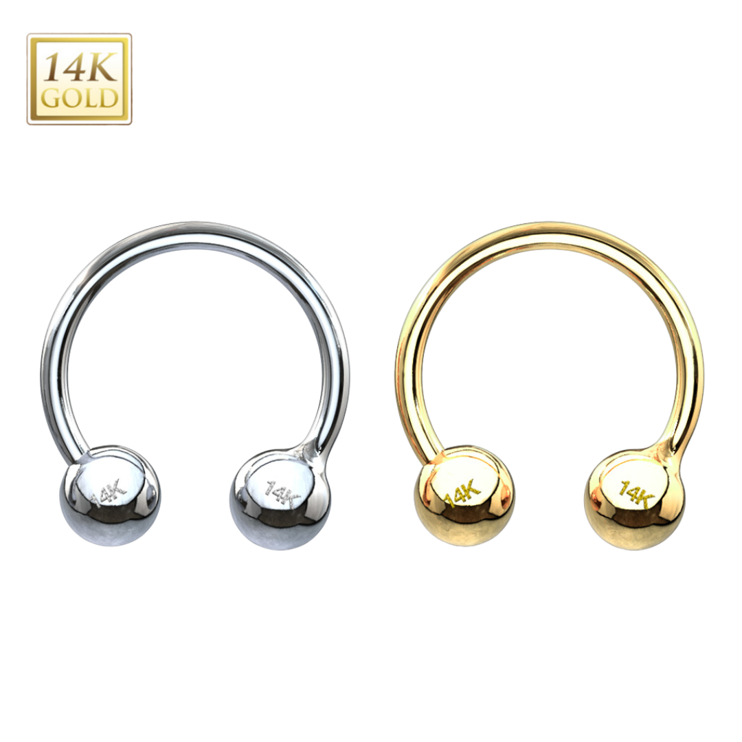 14k Gold Ball Ends Horseshoe