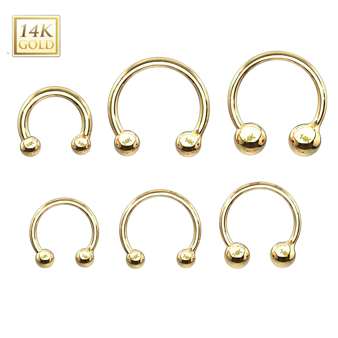 14k Gold Ball Ends Horseshoe