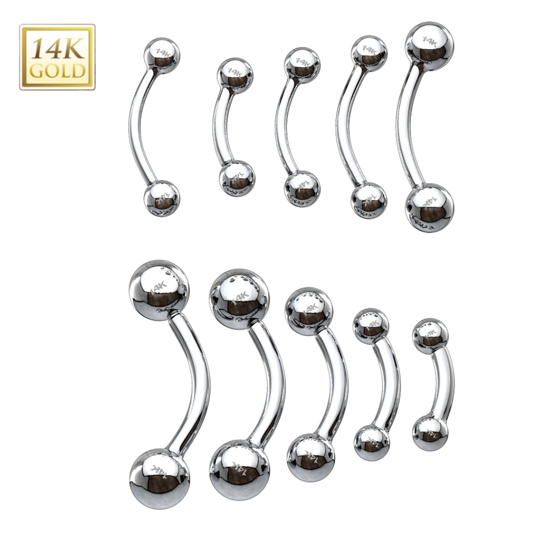 14k Gold Ball Ends Rook Barbell