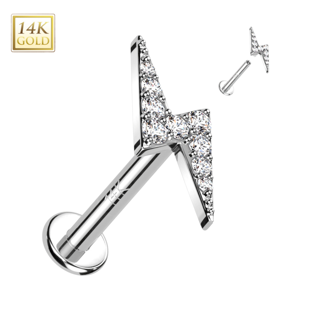 14k Gold Bolt Internally Threaded Labret