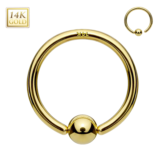 14k Gold Plain Captive Bead Ring