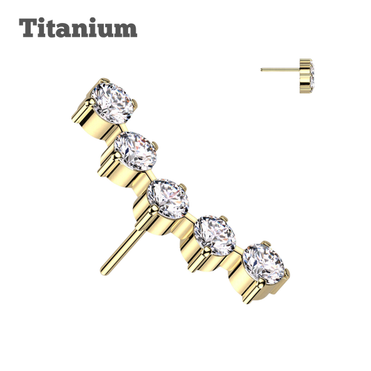 5 Gem Cluster Titanium Threadless Top