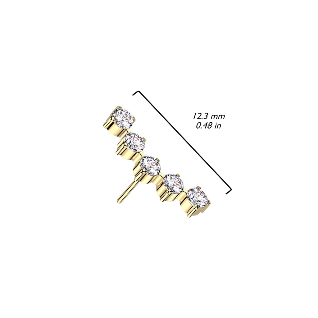 5 Gem Cluster Titanium Threadless Top