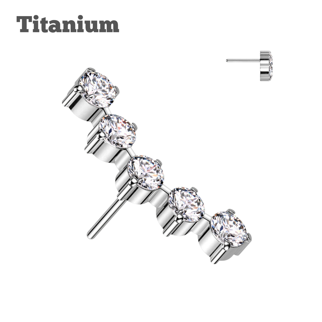 5 Gem Cluster Titanium Threadless Top