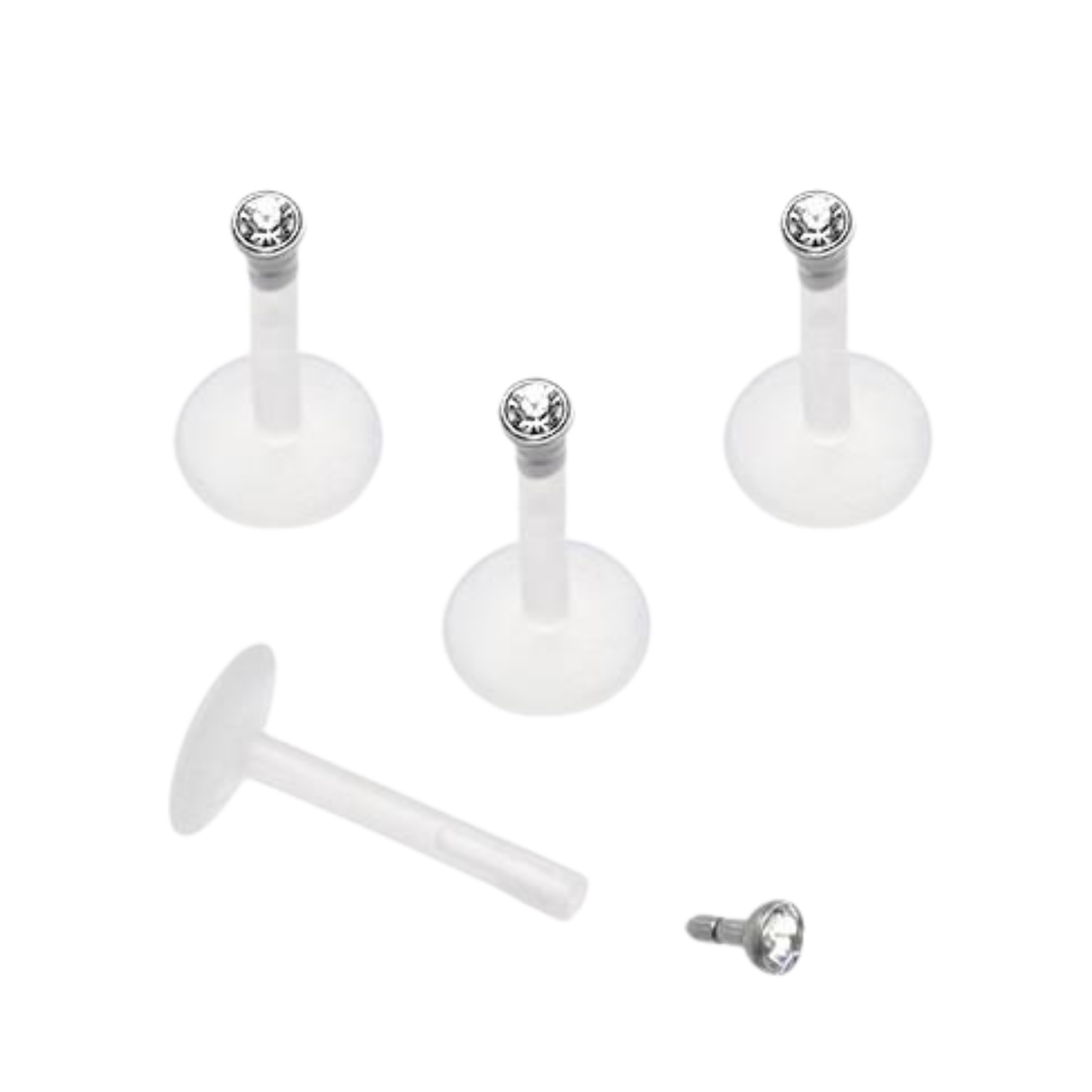 Bezeled Gem Silicon Plastic Labret
