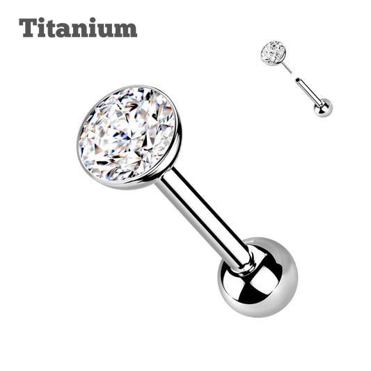 Bezeled Gem Titanium Threadless Barbell