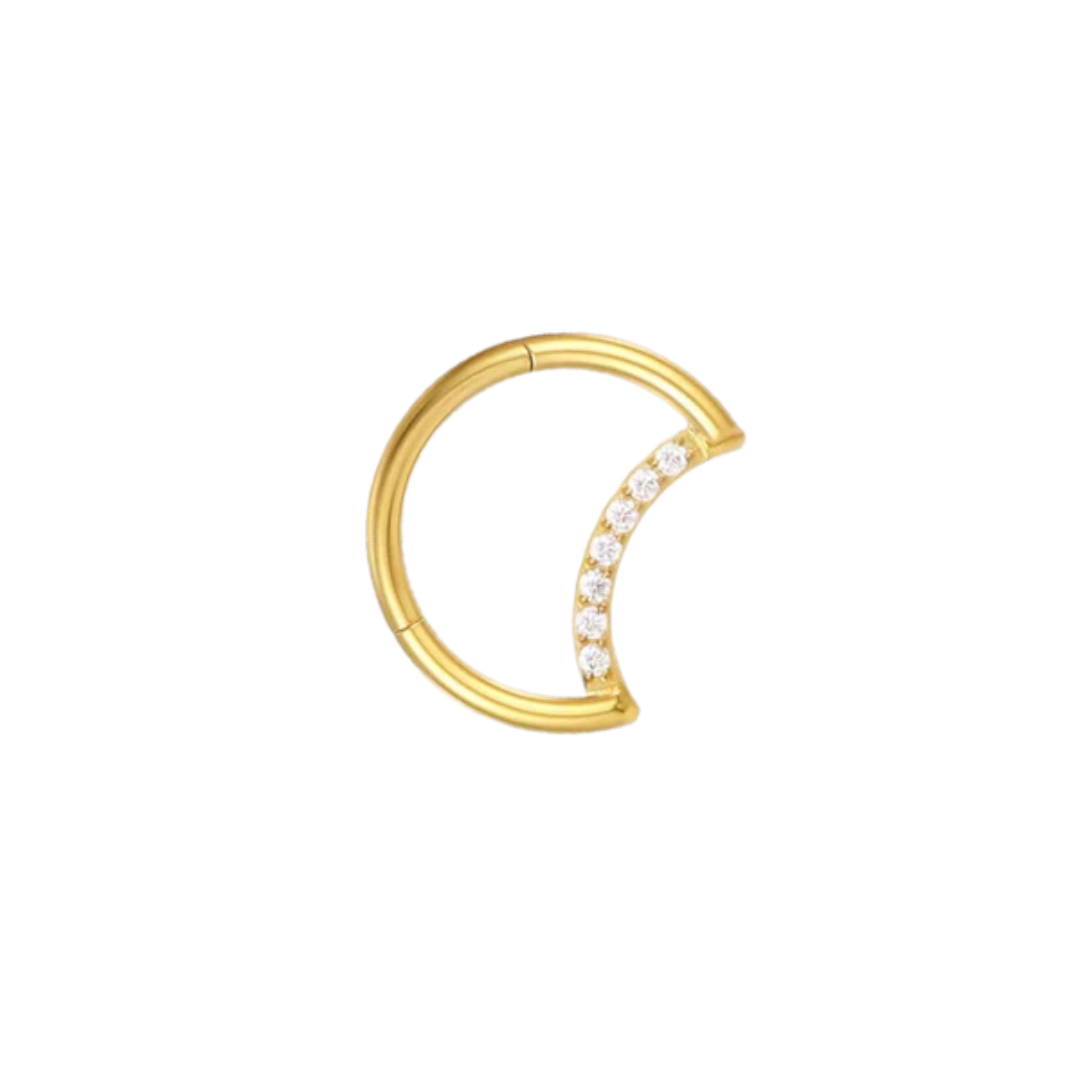 CZ Pavé Half Moon Hinged Hoop