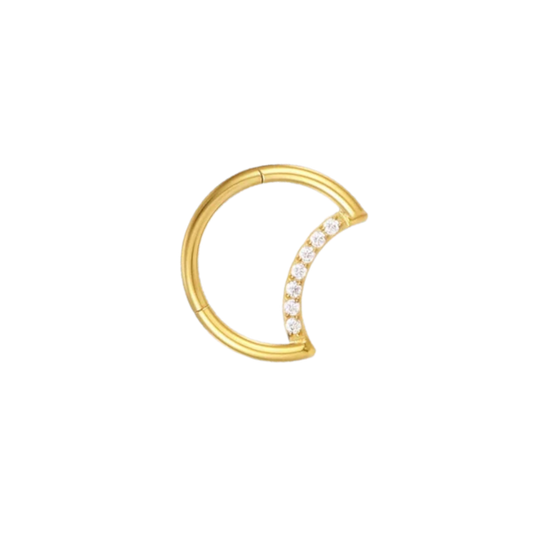 CZ Pavé Half Moon Hinged Hoop