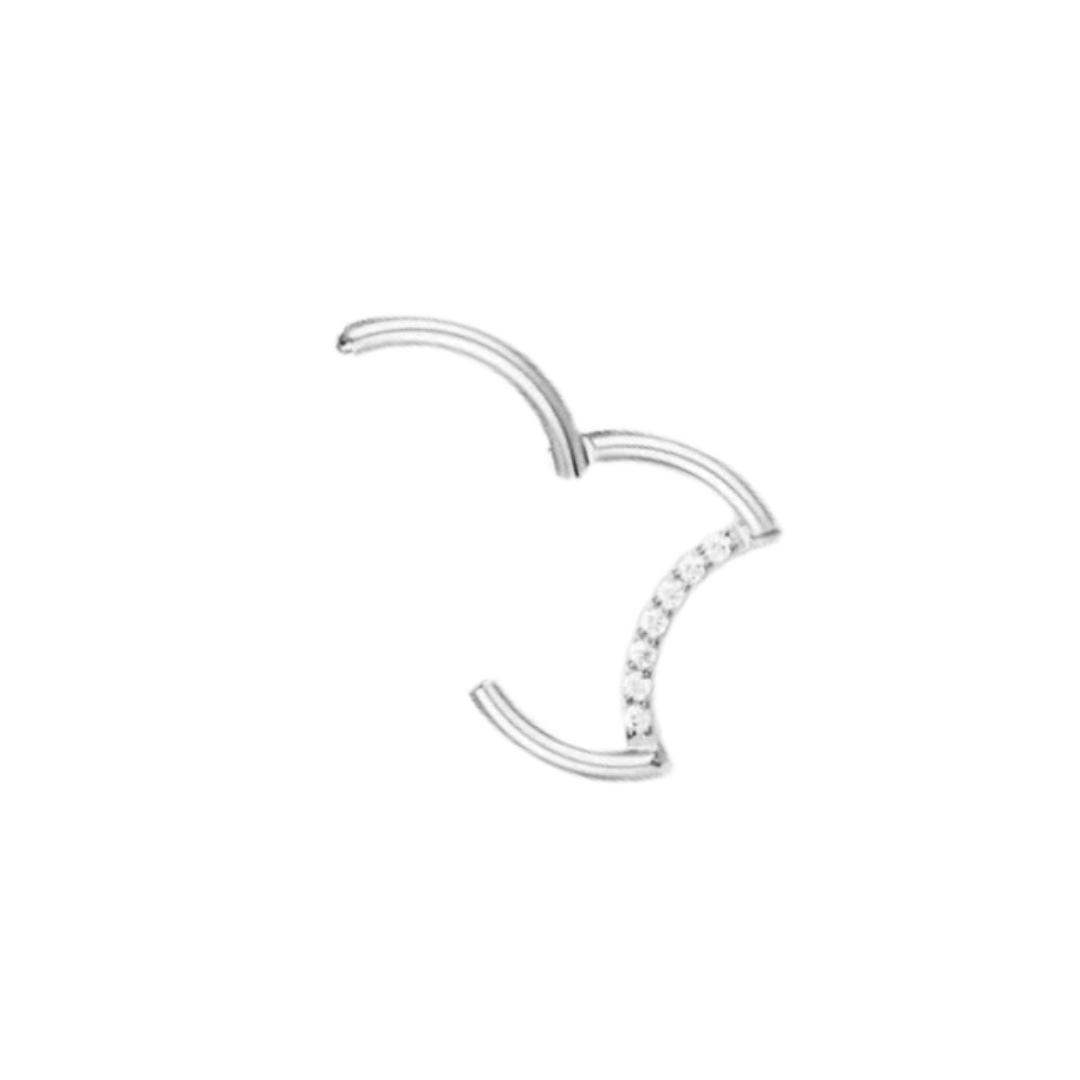 CZ Pavé Half Moon Hinged Hoop