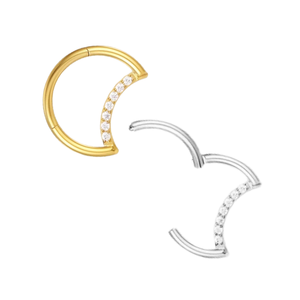 CZ Pavé Half Moon Hinged Hoop