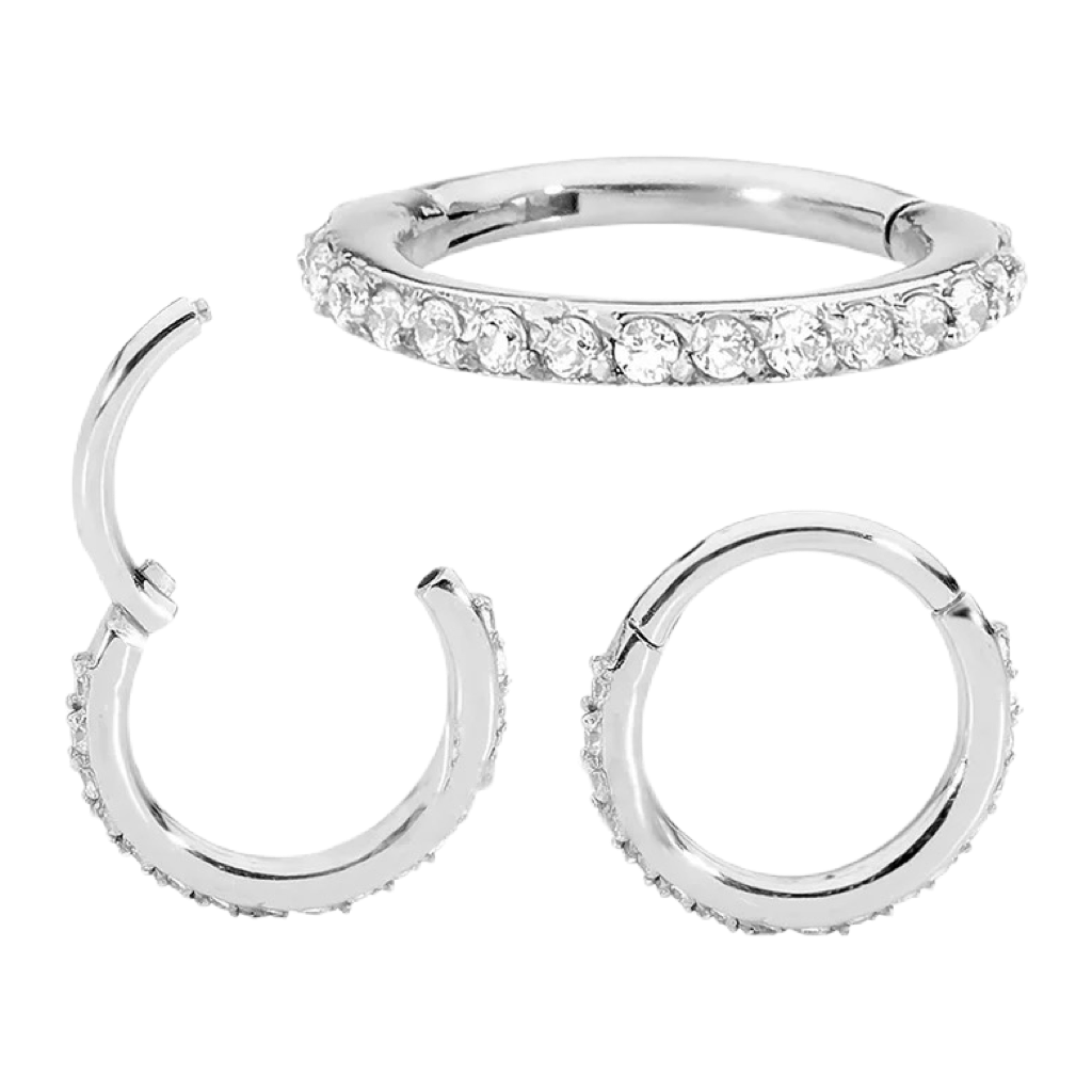 CZ Pavé Hinged Hoop