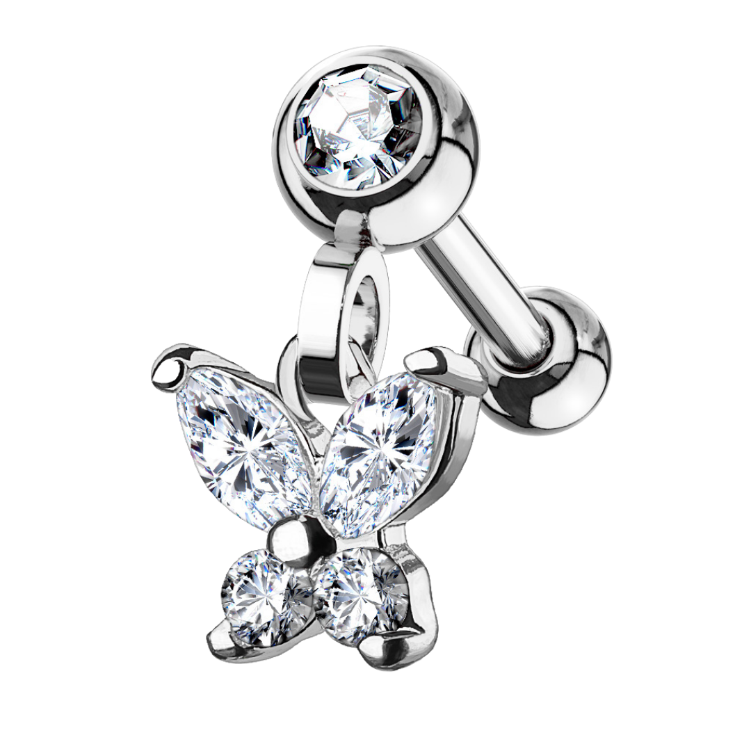 Butterfly Dangling Jeweled Barbell