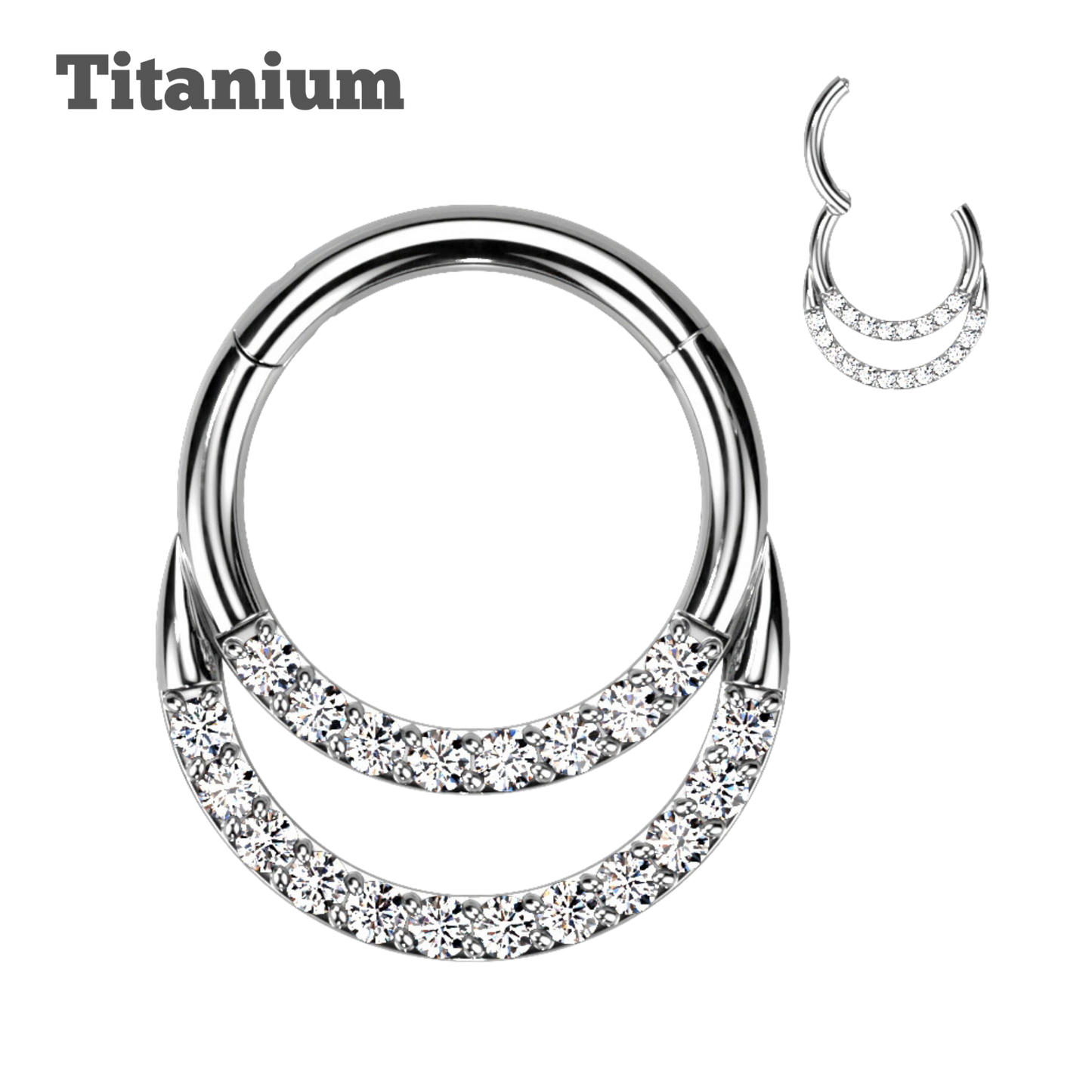 Double Pavé Titanium Hoop Ring