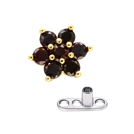 Flower Black CZ Dermal Anchor Top