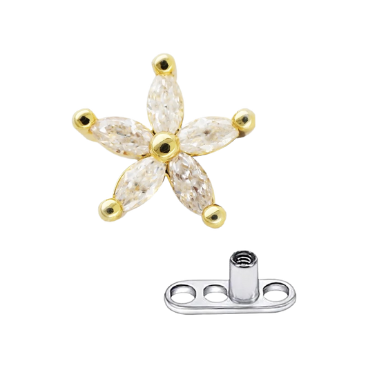 Flower Marquis CZ Dermal Anchor Top