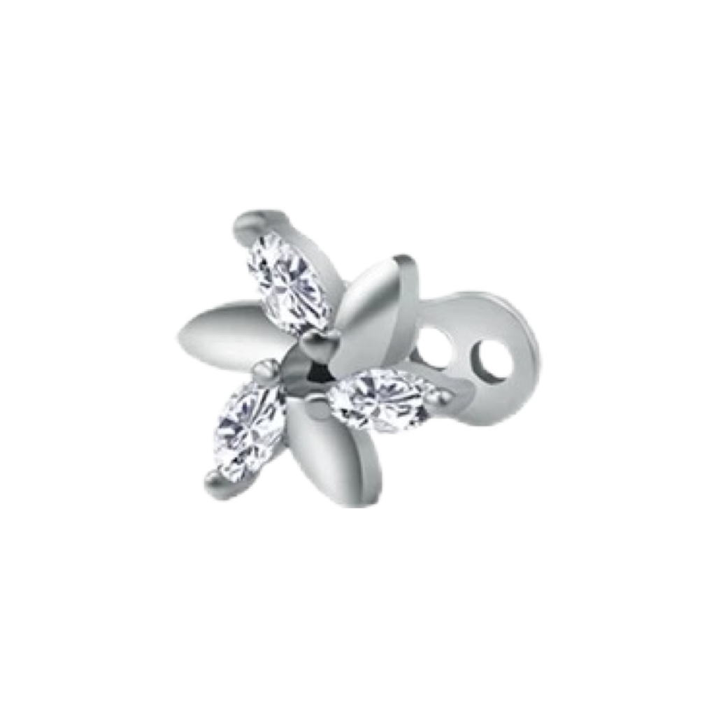 Flower Plain CZ Dermal Anchor Top