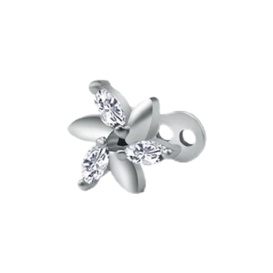 Flower Plain CZ Dermal Anchor Top