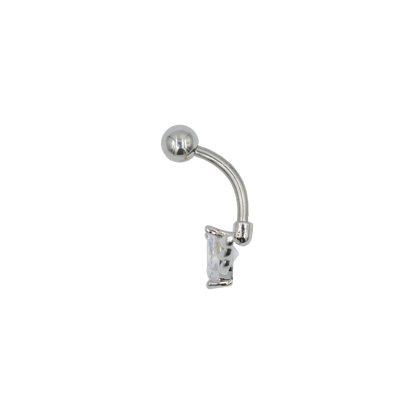 Winged Heart CZ Belly Barbell