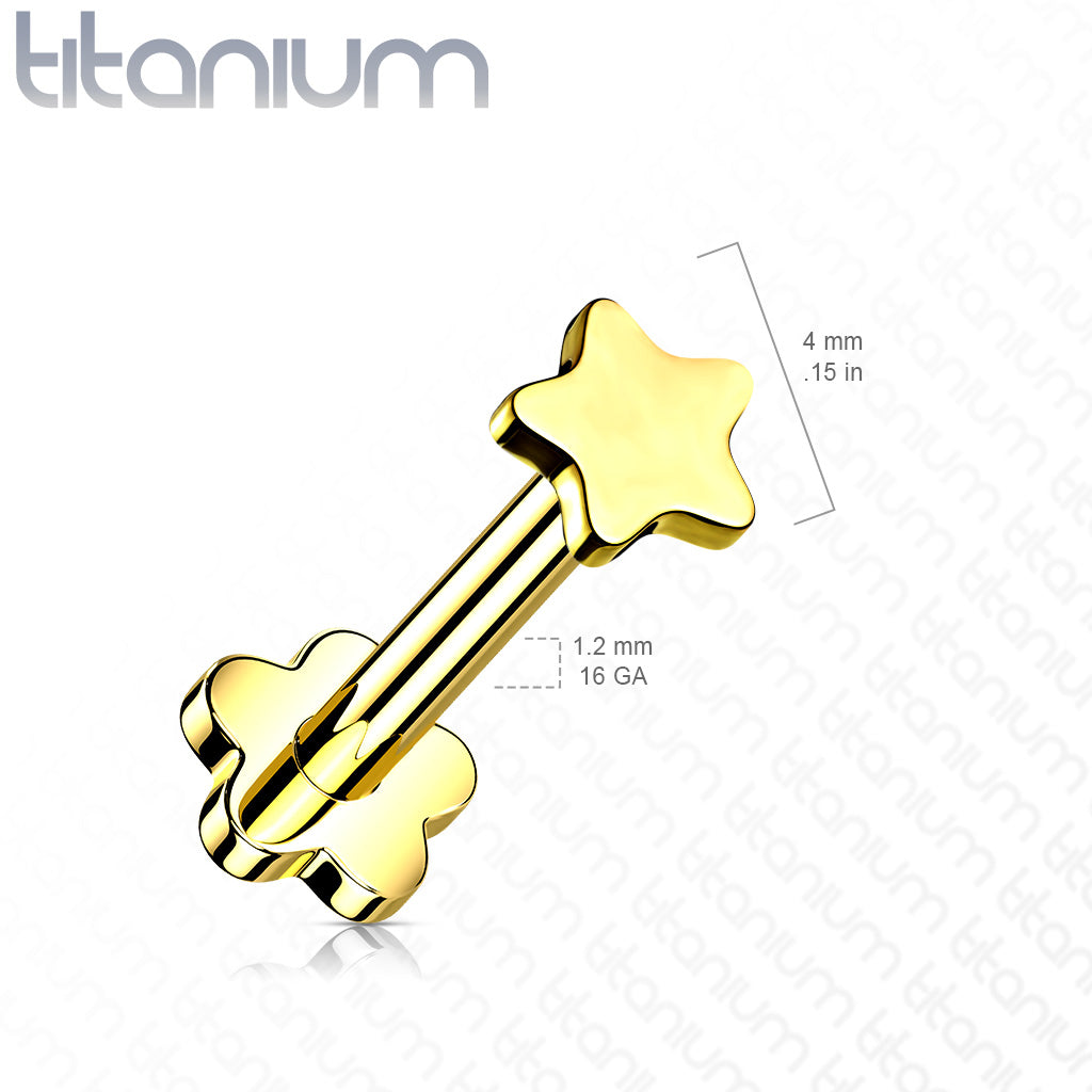 Plain Star Threadless Titanium Labret