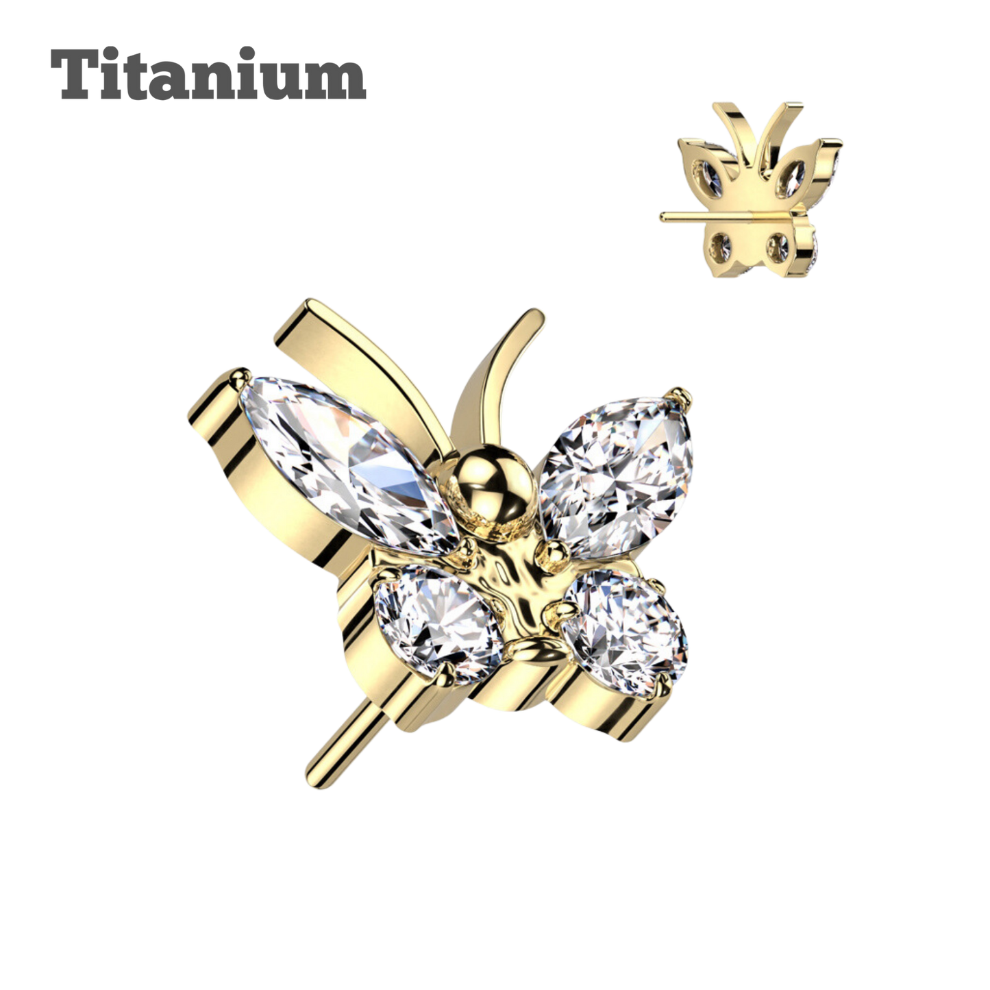 Titanium Butterfly Threadless Labret Top