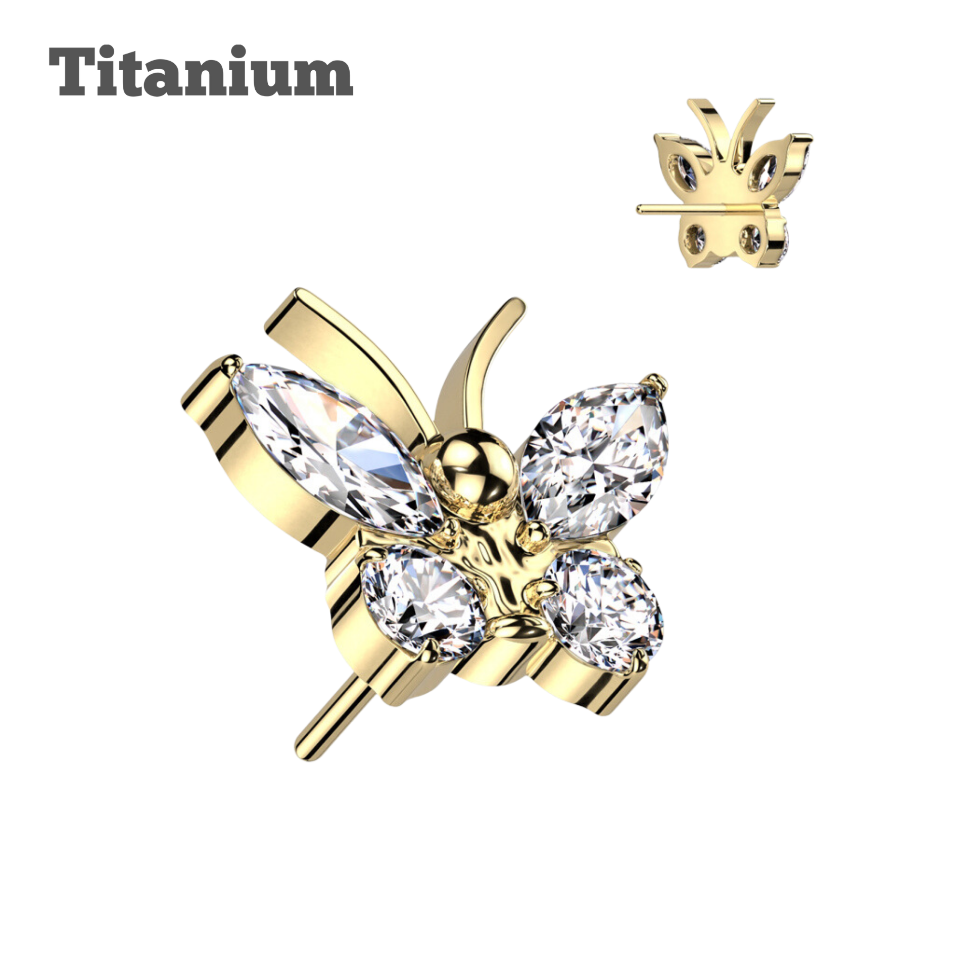 Titanium Butterfly Threadless Labret Top