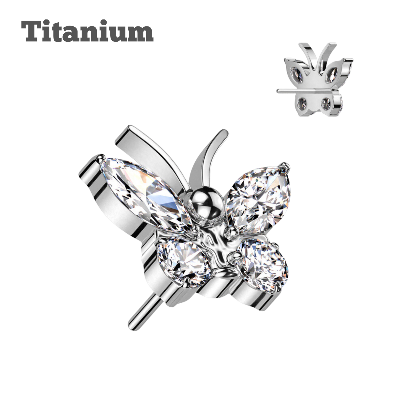 Titanium Butterfly Threadless Labret Top