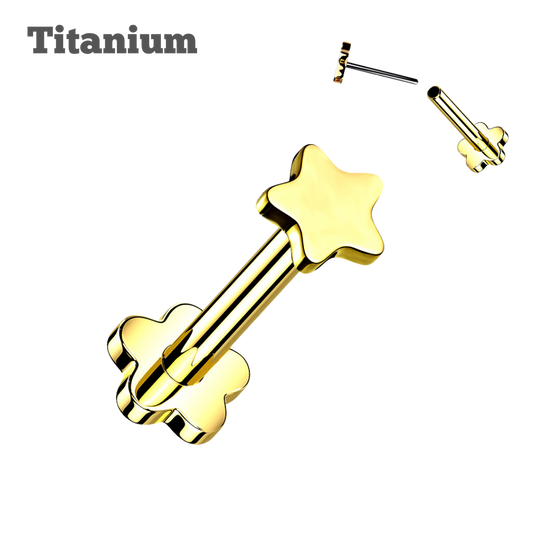 Plain Star Threadless Titanium Labret