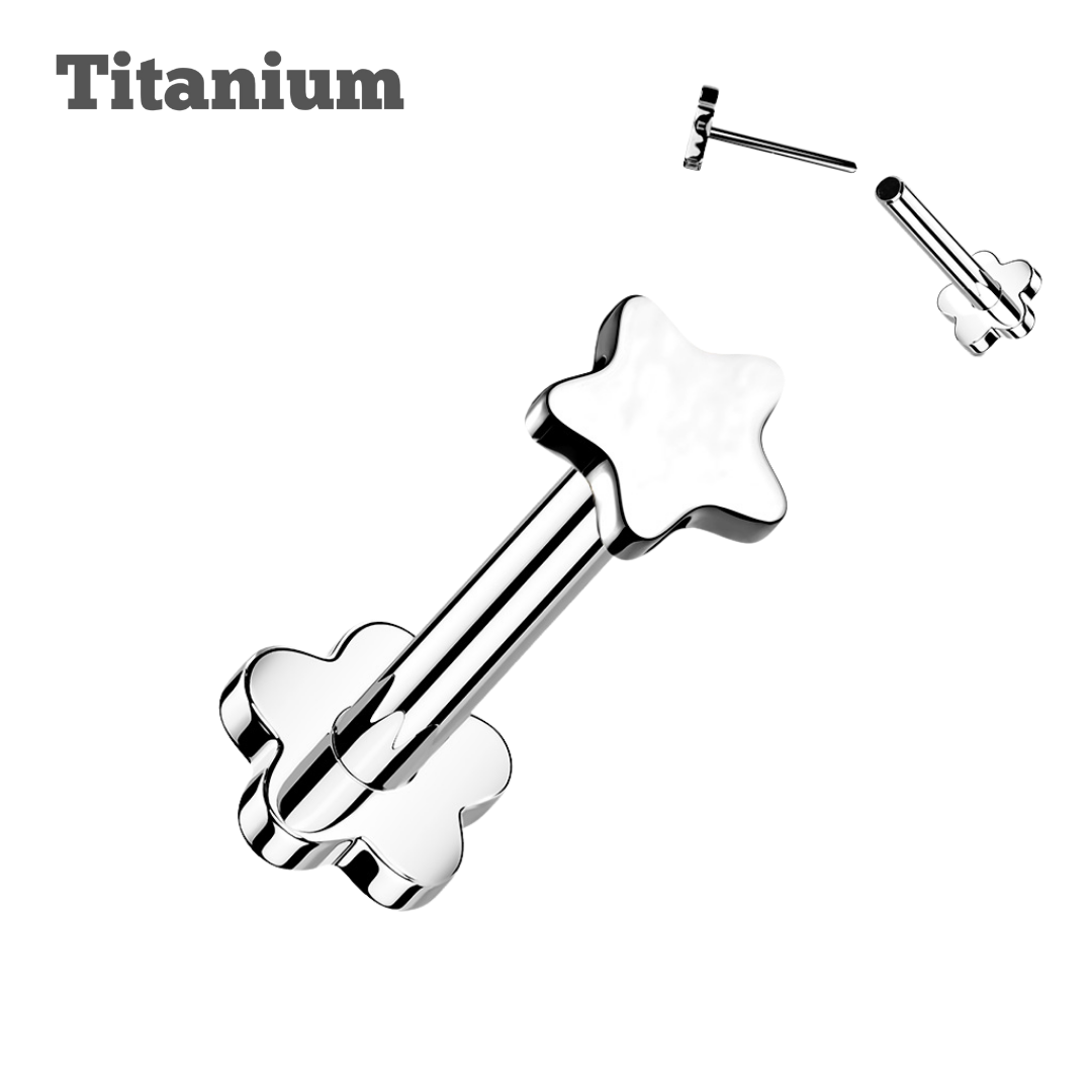 Plain Star Threadless Titanium Labret