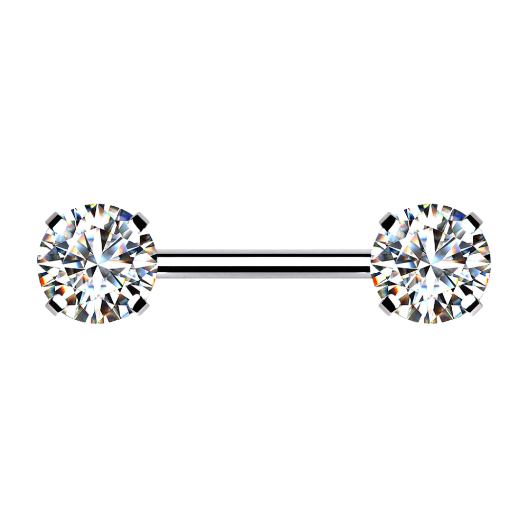 Solitaire CZ Ends Threadless Straight Barbell