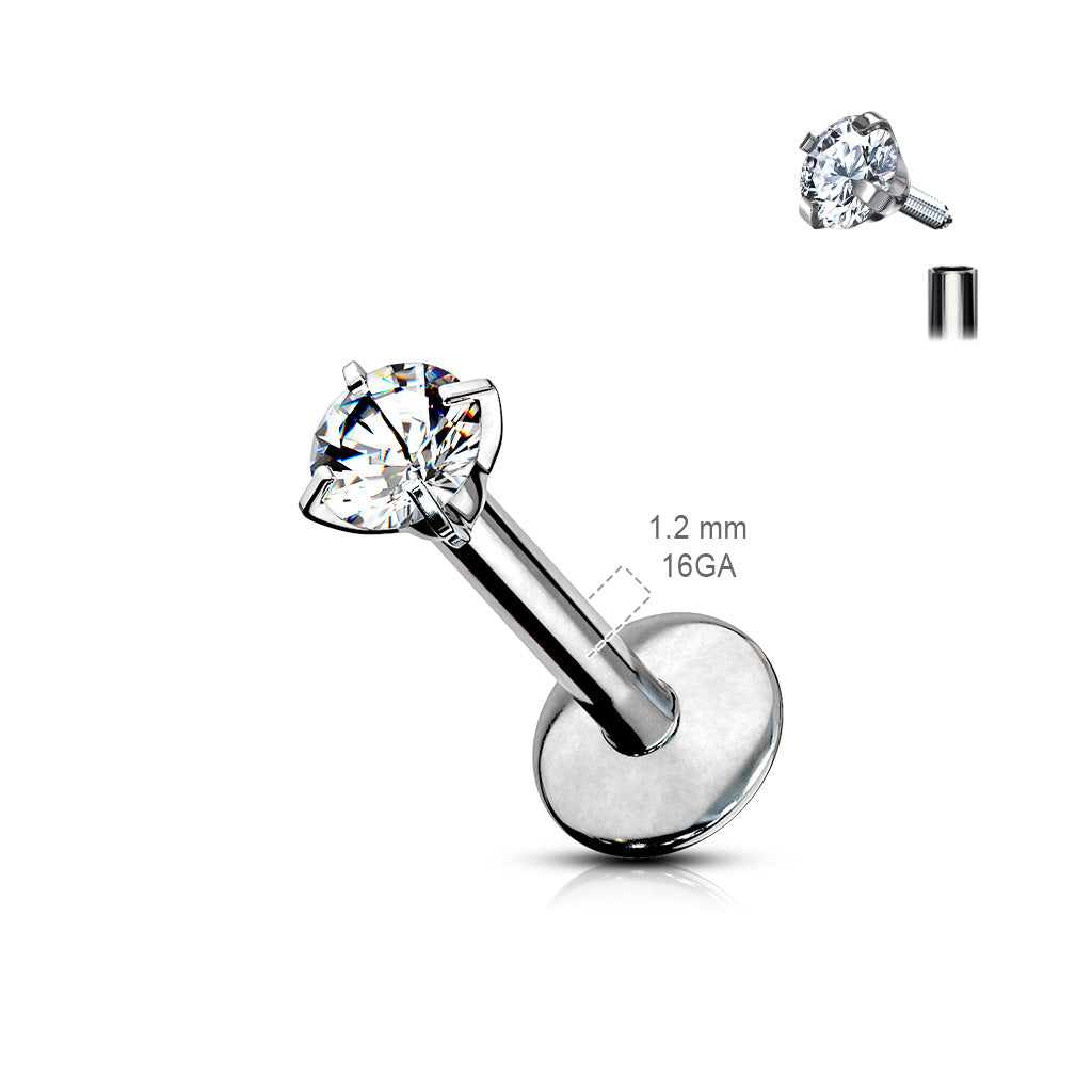 Titanium Pronged Gem Internally Threaded Labret