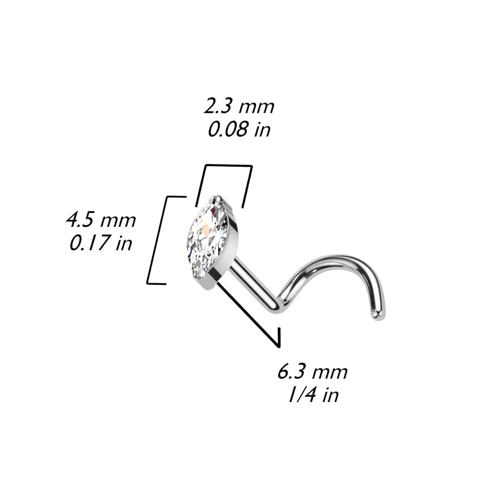 Titanium Marquise Gem Nose Stud