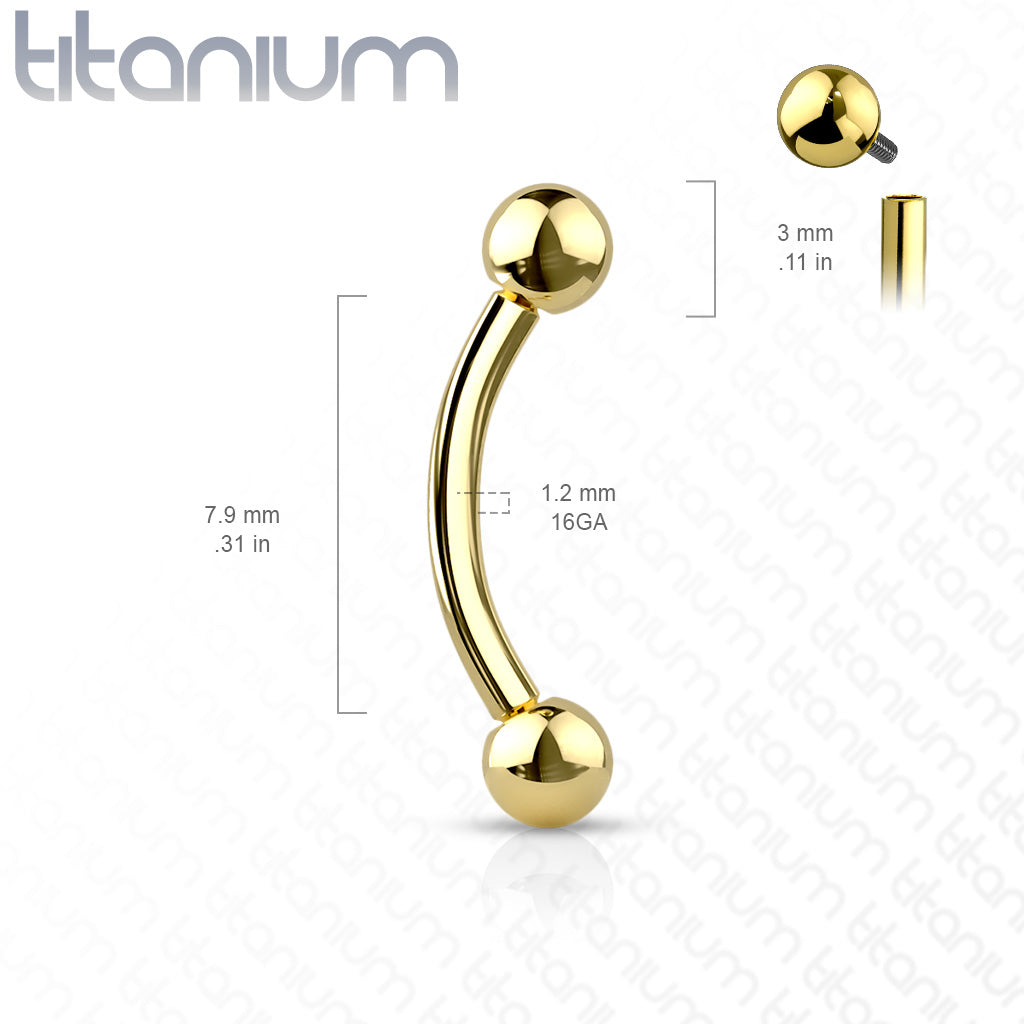 Titanium Ball Ends Internally Threaded Curved Barbell
