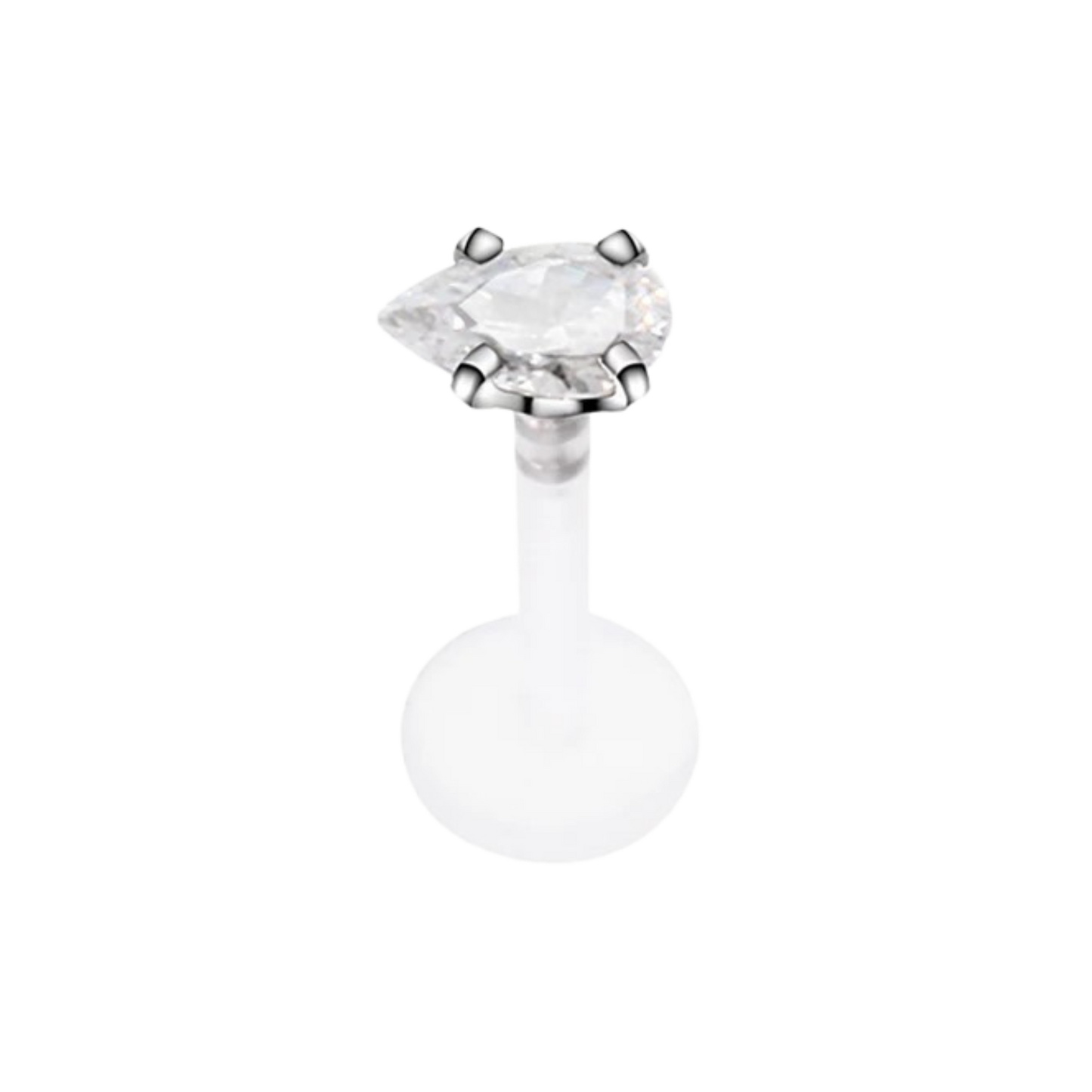 Teardrop Gem Silicon Plastic Labret