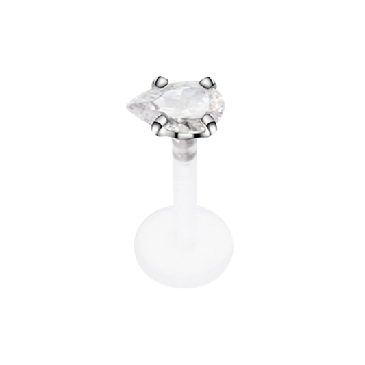 Teardrop Gem Silicon Plastic Labret