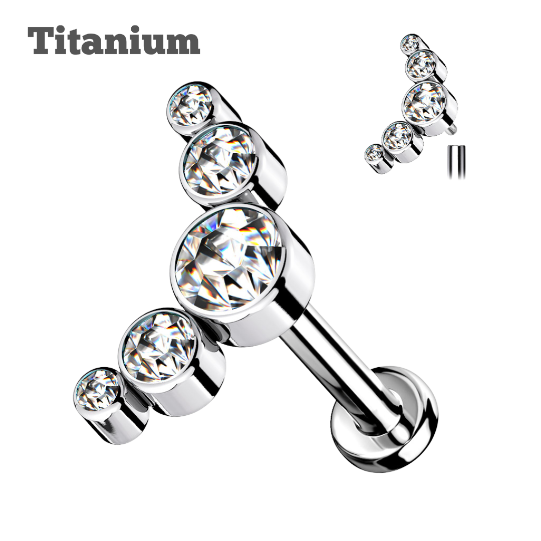 Titanium Gem Cluster Threaded Labret