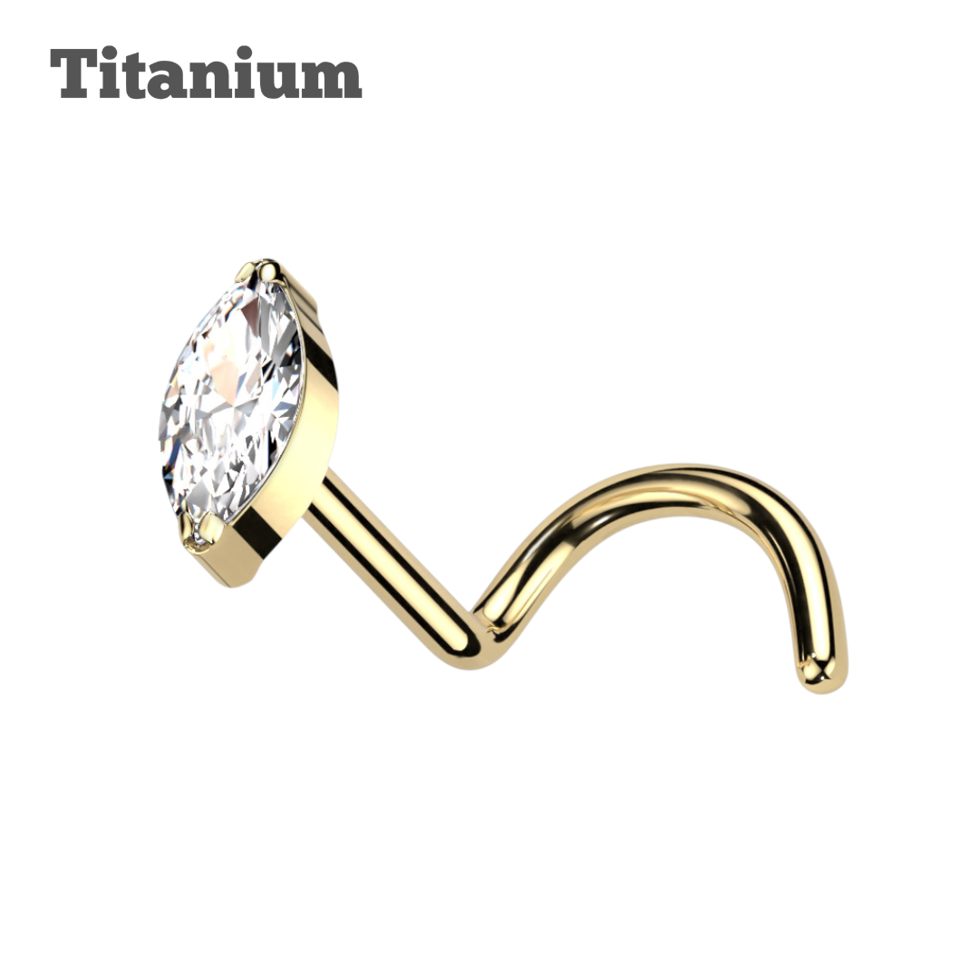 Titanium Marquise Gem Nose Stud